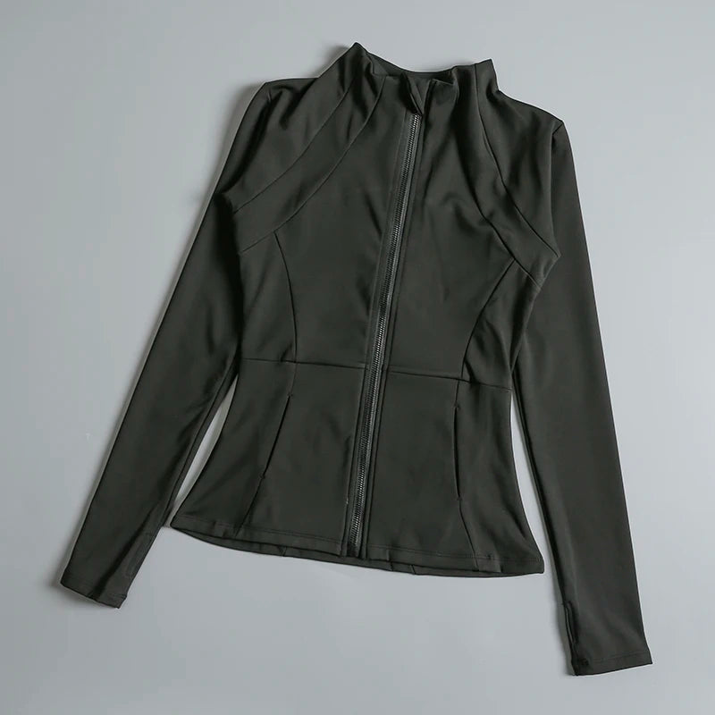 Long Sleeve Stand-Up Collar Yoga Tops